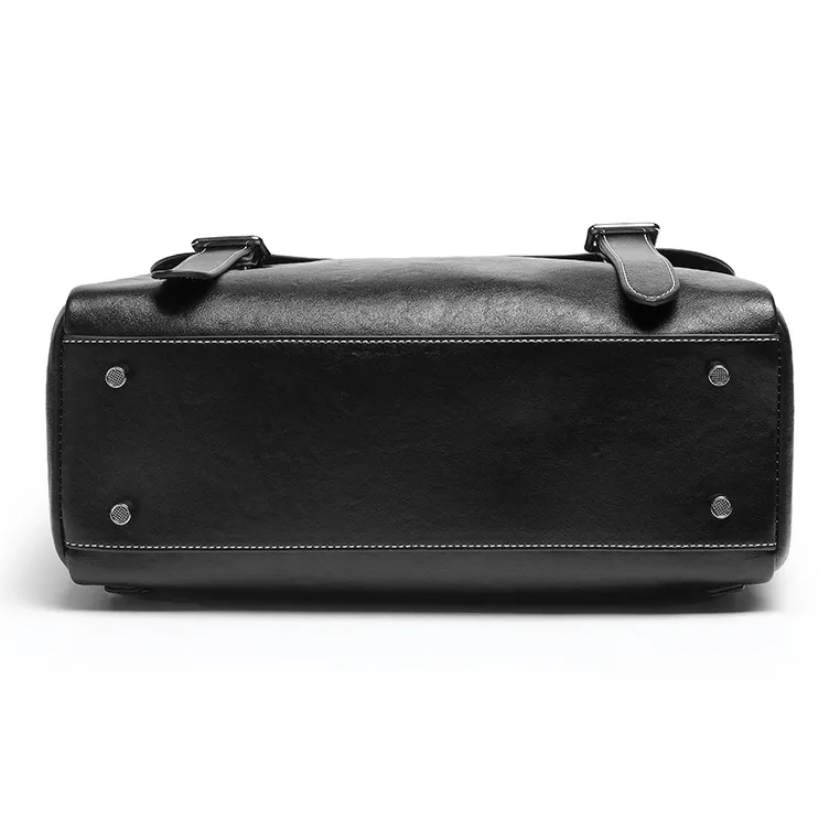 Mulinsen Synthetic Leather Backpack Unisex Black/Light Coffee-4