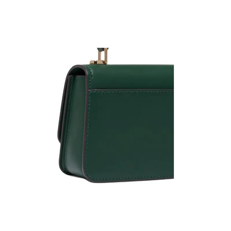 MICHAEL KORS Delancey Cow Leather, Split Cow Leather Shoulder Bag, Crossbody Bag, Handbag Small Size Women's Green-3