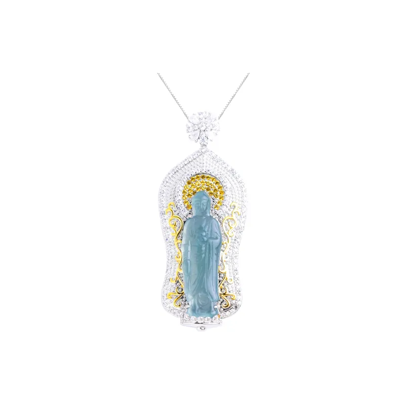 Clear Snow Ice Glutinous Jadeite Necklaces Unisex-0