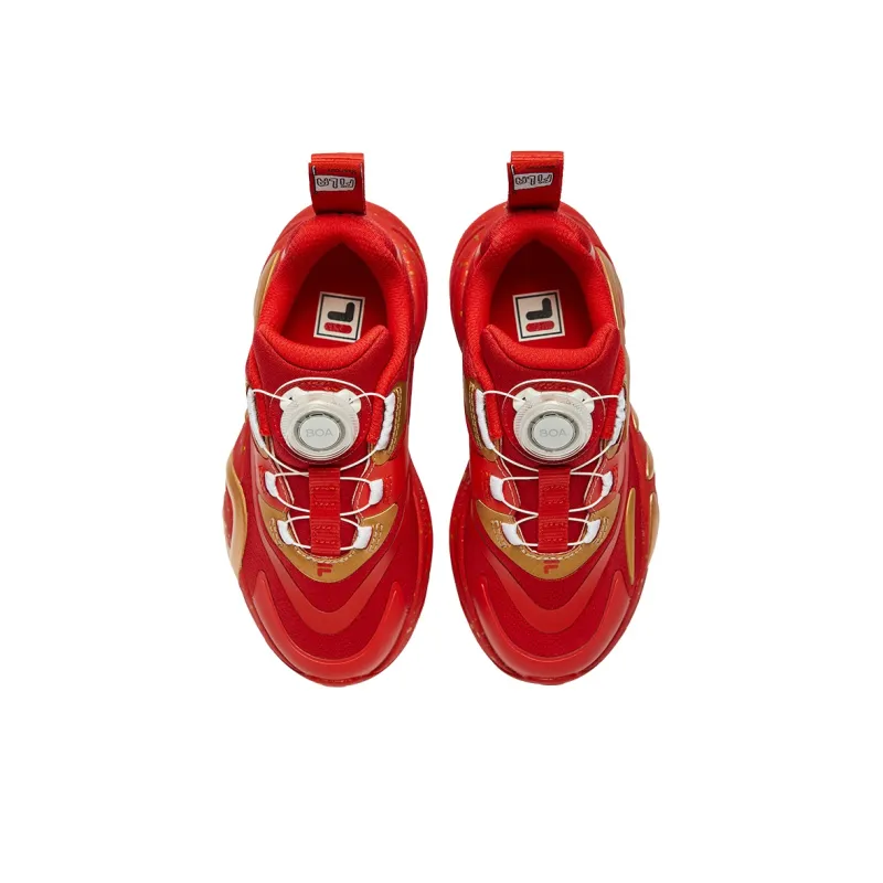 FILA KIDS BOA Abrasion Resistant Low Top Kids' Running Shoes Red/Gold Children Aged 3 7 Years Old-3
