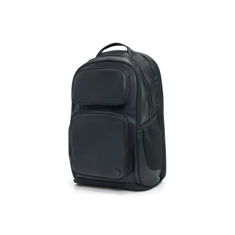 RIGORER New Litchi Grain PU Leather Backpack Unisex Black/White-1