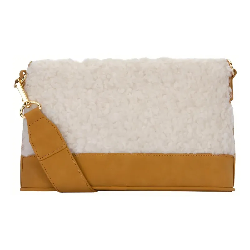 LOVE MOSCHINO Polyester Shoulder Bag Crossbody Bag Women's Ecru/Brown-2