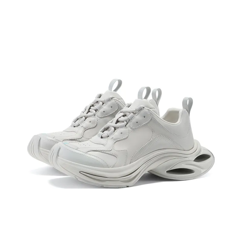 GG CC Flame Anti Slip Wear Resistant Low Top Casual Chunky Sneakers Women's Light Gray-3