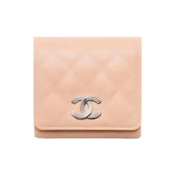 CHANEL Calfskin Wallet Women's Beige