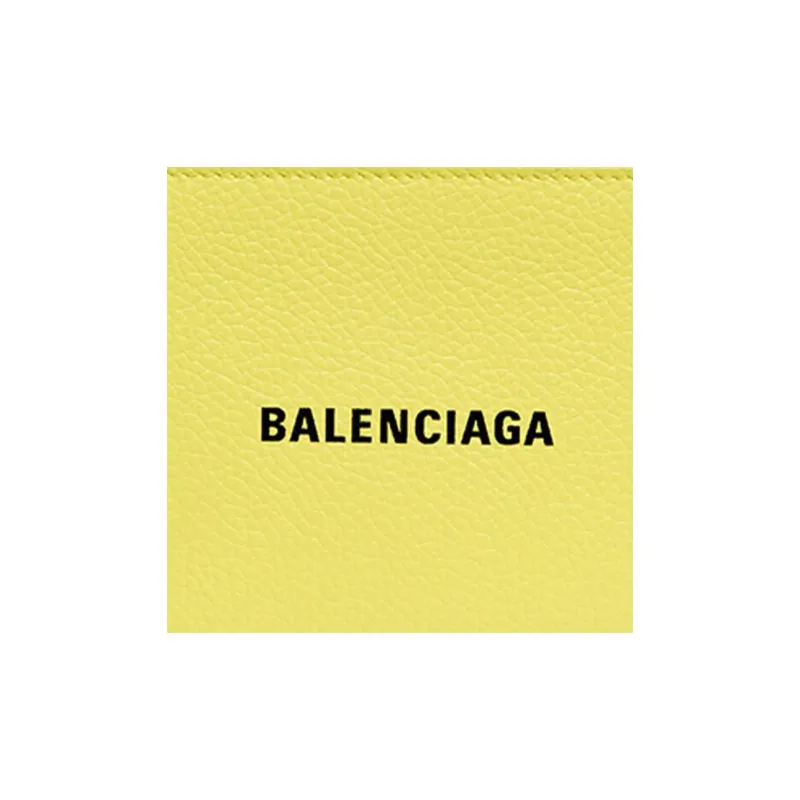 Balenciaga Cash Grained Calfskin Card Clip Card Holder Large Size Women's Yellow-3