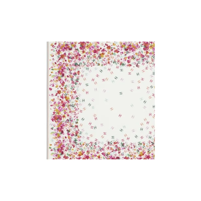 CHANEL Silk Silk Scarves Women's Peach Pink-2