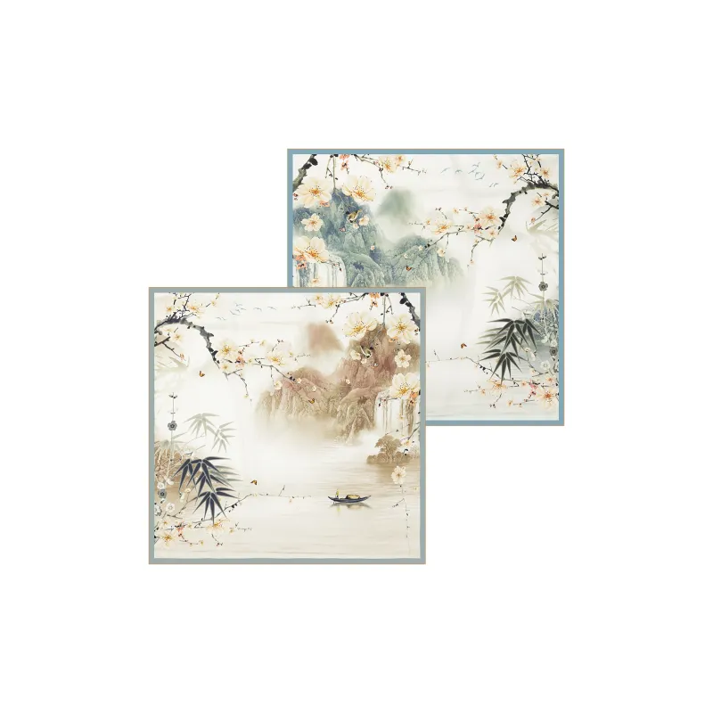 Shanghai Story 100% Mulberry Silk Scarves Women's Fragrant Tea Elegance, Gift Box Set-37