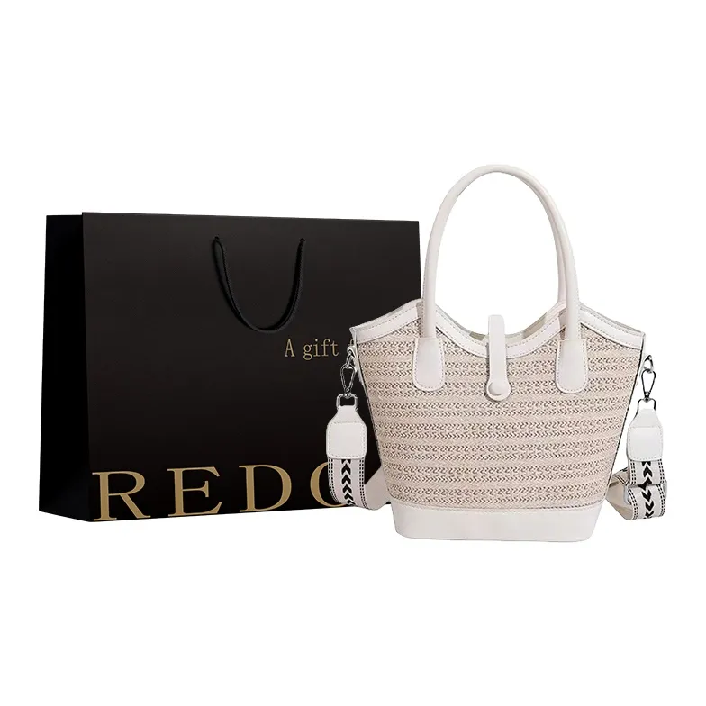REDOO Woven Shoulder Bag, Crossbody Bag, Handbag Regular Women's White/Black/Khaki/Brown-0