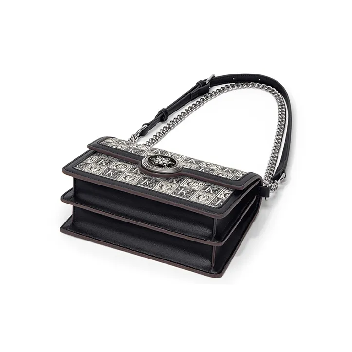 Simvay Clos PVC And Synthetic Leather Shoulder Bag Crossbody Bag Shoulder Bag Small Size Women's Gray Print/Black Print-10