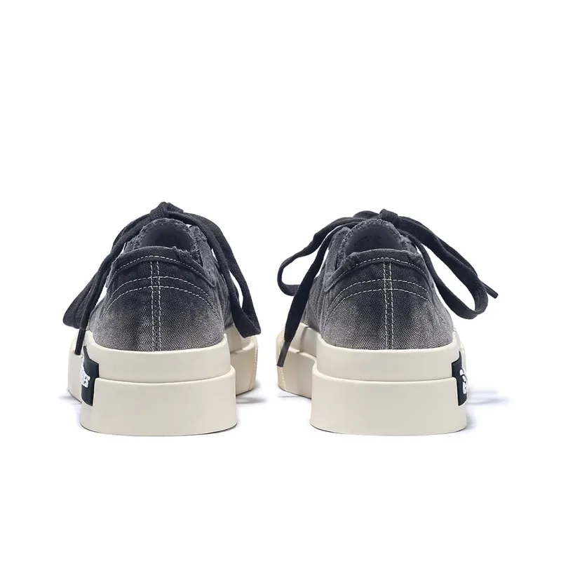 BELLALILY Low Top Canvas Shoes Women's Gray Black-4