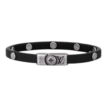 LOUIS VUITTON Leather Bracelets Men's Black