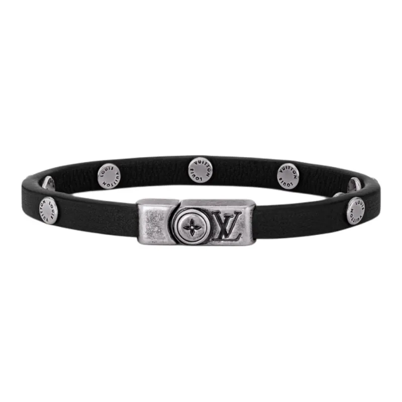 LOUIS VUITTON Leather Bracelets Men's Black-0