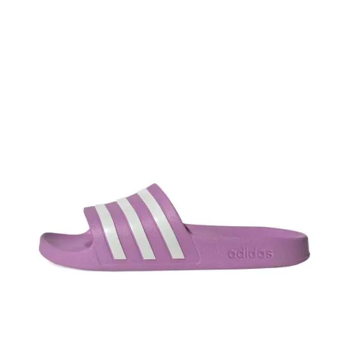 Adidas Adilette Aqua Slides Preloved Purple Off White Grey Two Women's