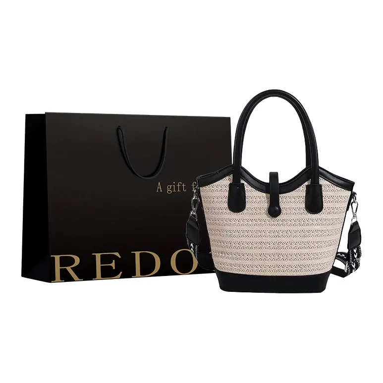 REDOO Woven Shoulder Bag, Crossbody Bag, Handbag Regular Women's White/Black/Khaki/Brown-5