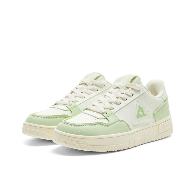 PEAK Anti-Slip And Wear-Resistant Breathable Low-Top Skateboard Shoes Women's White Green-2