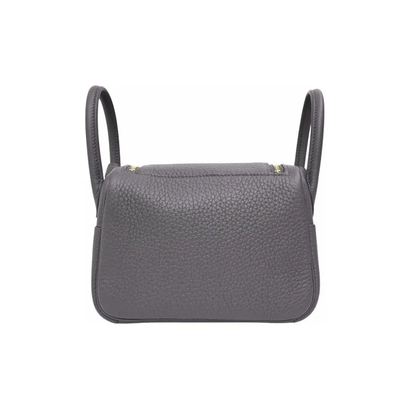 HERMES Lindy Clemence Bullock Leather Shoulder Bag Mini Women's 85 Ardoise Slate Gray-1