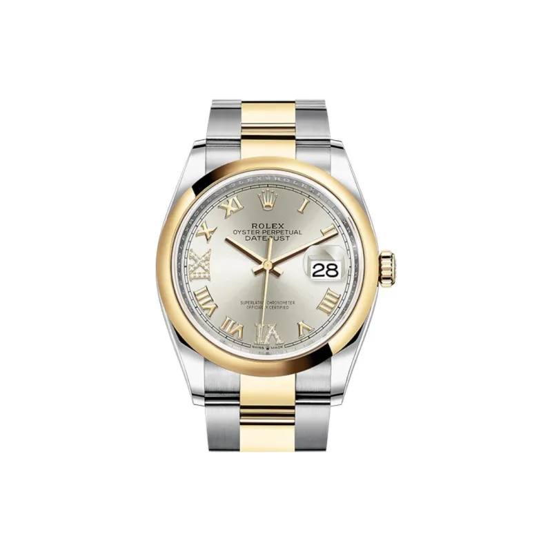 ROLEX Log Series Automatic Mechanical Movement Unisex Watch 36mm Silver Dial Oystersteel 18ct Gold Watch Case-1
