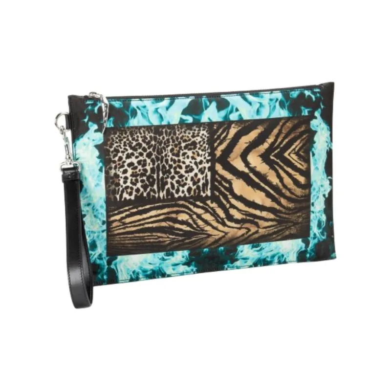 Roberto Cavalli Calfskin Clutch Men's Multicolor-1