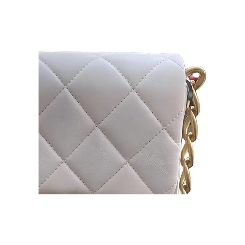 CHANEL Sheepskin Flap Bag, Crossbody Bag, Shoulder Bag Women's White-2