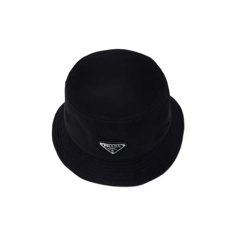 PRADA Triangle-logo Shearling Bucket Hat-3