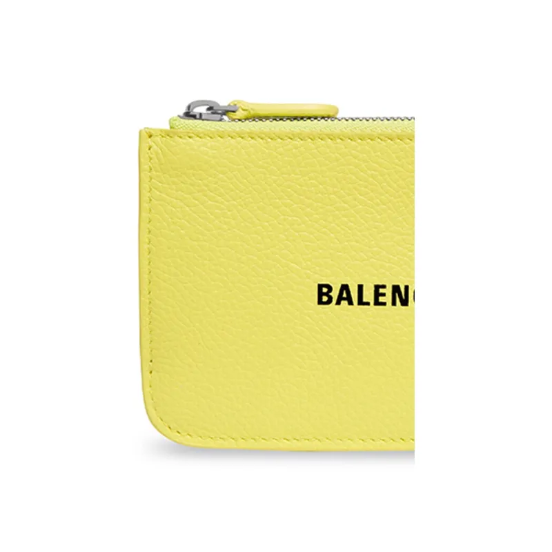 Balenciaga Cash Grained Calfskin Card Clip Card Holder Large Size Women's Yellow-4