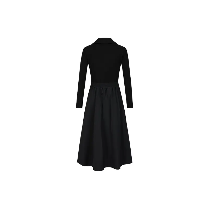 JZ. ANNAKRO Long Sleeved Dresses Women's Plain Black-1