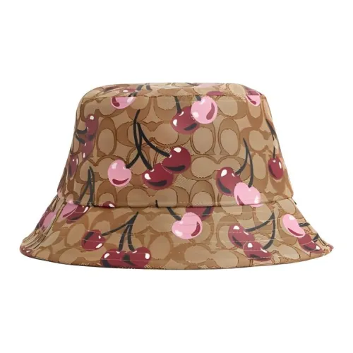 COACH Polyester, Cotton Bucket Hats Unisex Tan