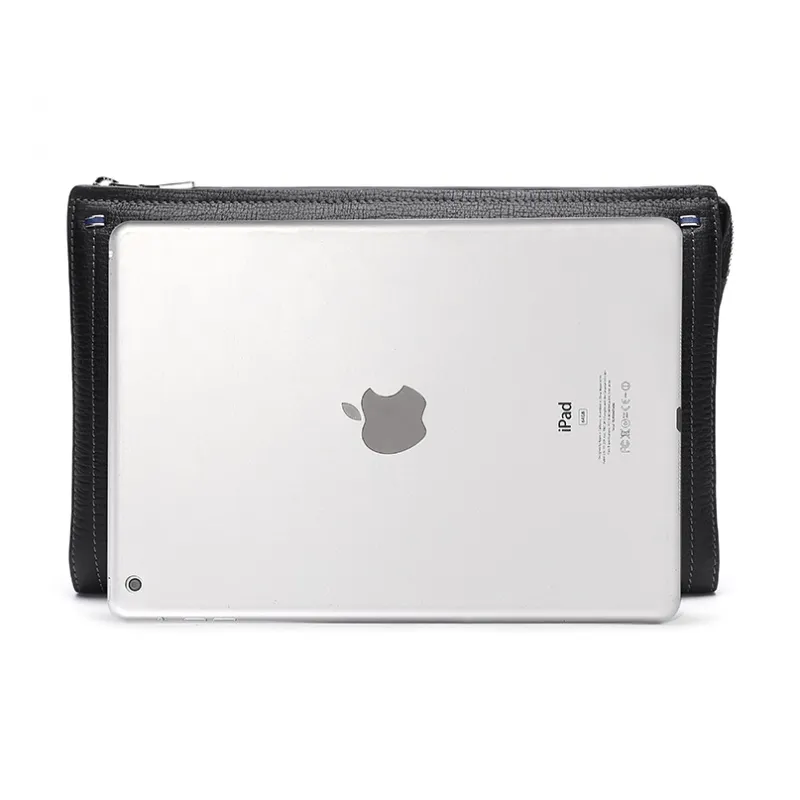 Satchi Cow Leather Clutch Regular Men's Black-6