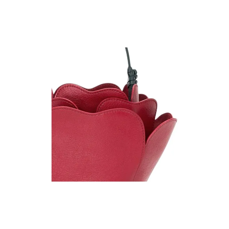 Staud Cow Leather Bucket Bag Handbag Women's Red-4