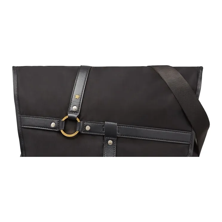 FANSIZHE Bondage Leather Shoulder Bag Men's Black-4
