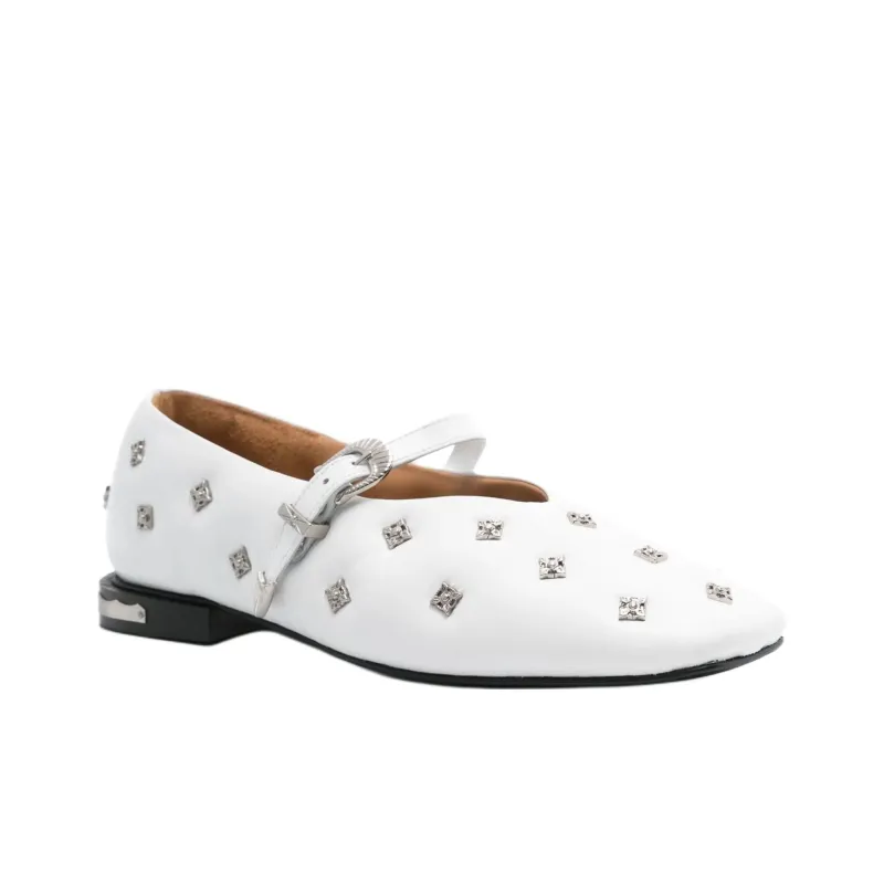 Toga Pulla Chunky Heel Casual Single Shoes Women's White-2