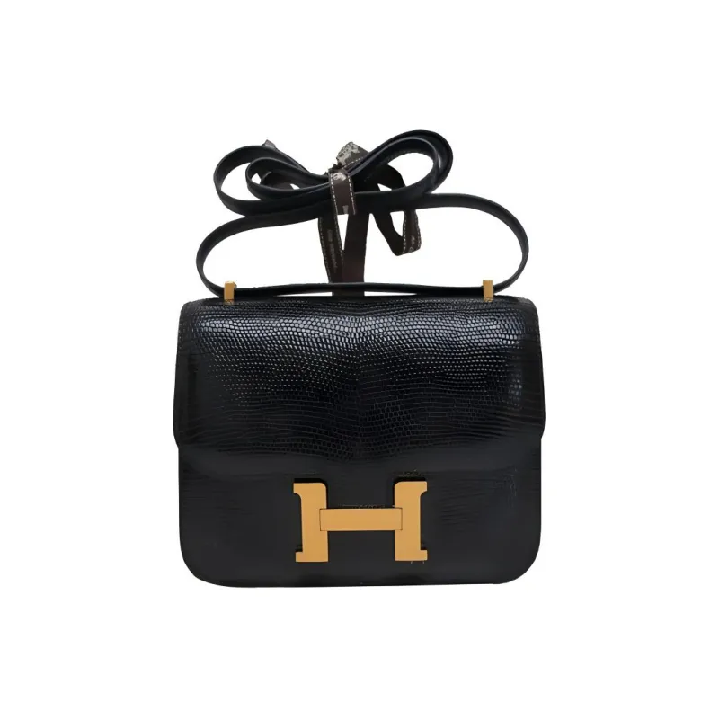 HERMES Lizard Skin Handheld Crossbody Bag, Shoulder Bag Women's-0