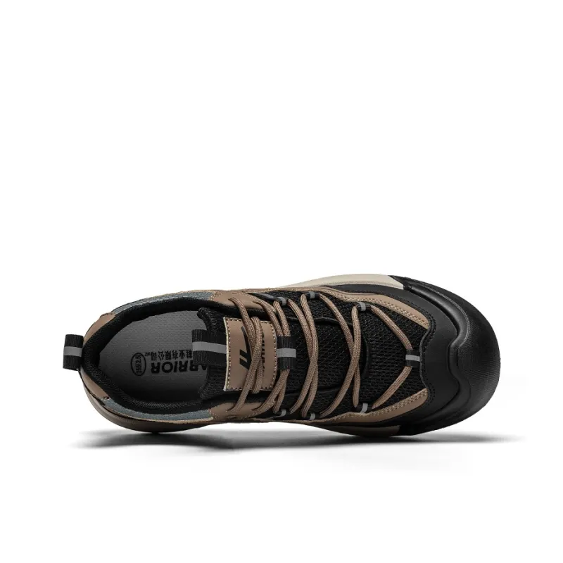 Warrior Hiking Shoes Coverage Wear Resistant Lightweight Slip Resistant Low Top Chunky Sneakers Men's Brown Black Gray-2