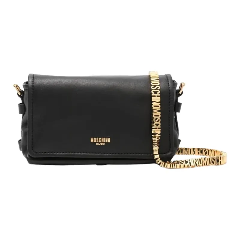 MOSCHINO Leather Crossbody Bag Shoulder Bag Women's Black-2
