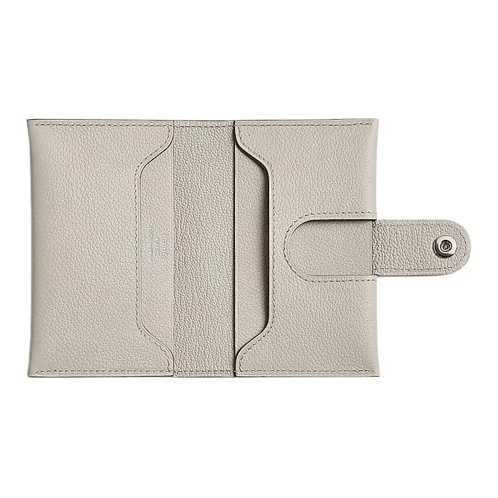 HERMES Evercolor Leather Card Holder Regular Women's Concrete-1