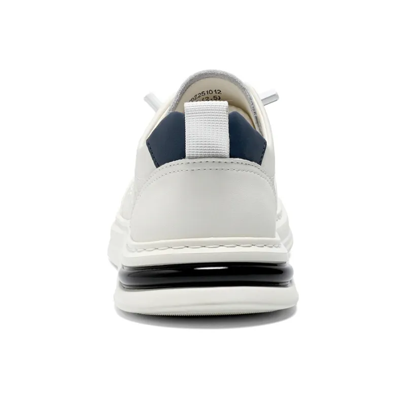 NAVIGARE Small Sailboat Height Increasing Low Top Skateboard Shoes Men's White-4