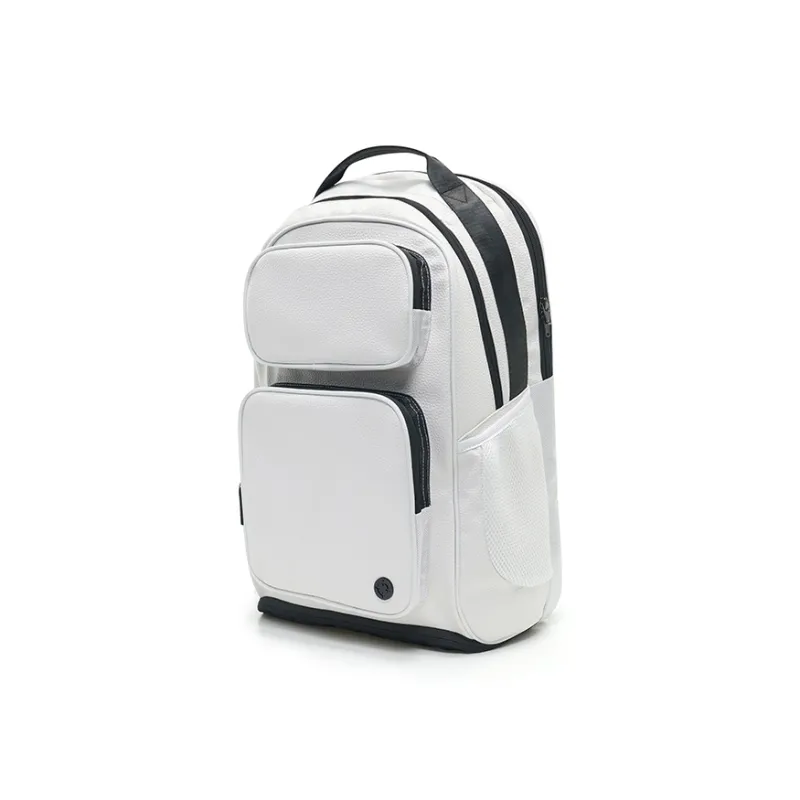 RIGORER New Litchi Grain PU Leather Backpack Unisex Black/White-10