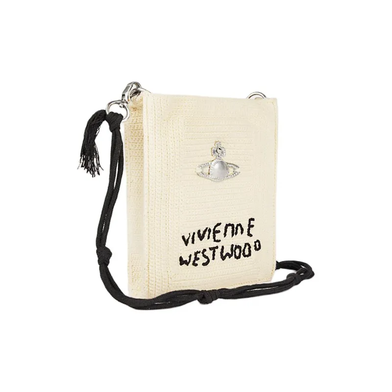 Vivienne Westwood Organic Cotton Flower Shoulder Bag, Crossbody Bag Trumpets Men's Ivory-1