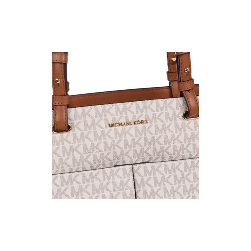 MICHAEL KORS Bedford Artificial Leather Handbag, Shoulder Bag Medium Size Women's White-5
