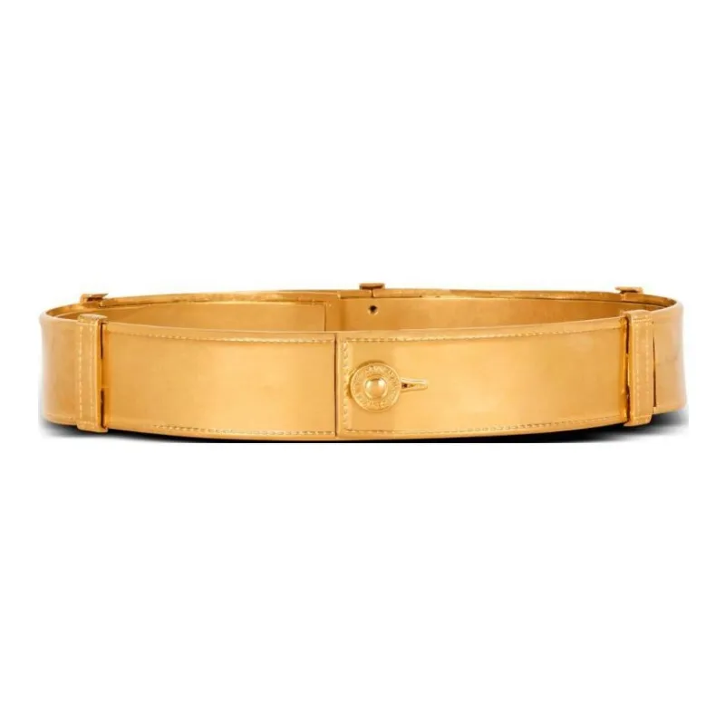BALMAIN Brass Leather Belts Women's Gold Width: 4cm-0