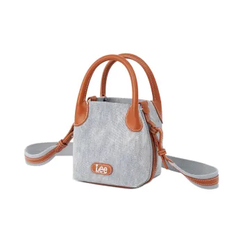 Lee Fabric Bucket Bag, Shoulder Bag, Crossbody Bag, Handheld Handbag Medium Size Women's Washed Blue