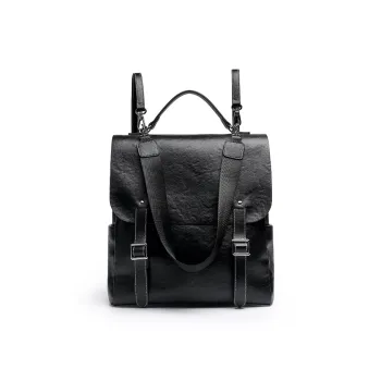 Mulinsen Synthetic Leather Backpack Unisex Black/Light Coffee