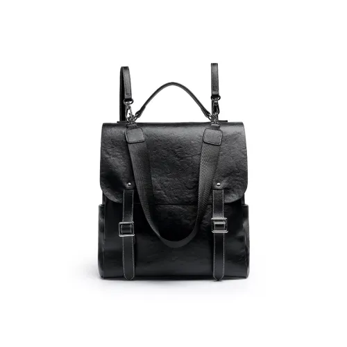Mulinsen Synthetic Leather Backpack Unisex Black/Light Coffee