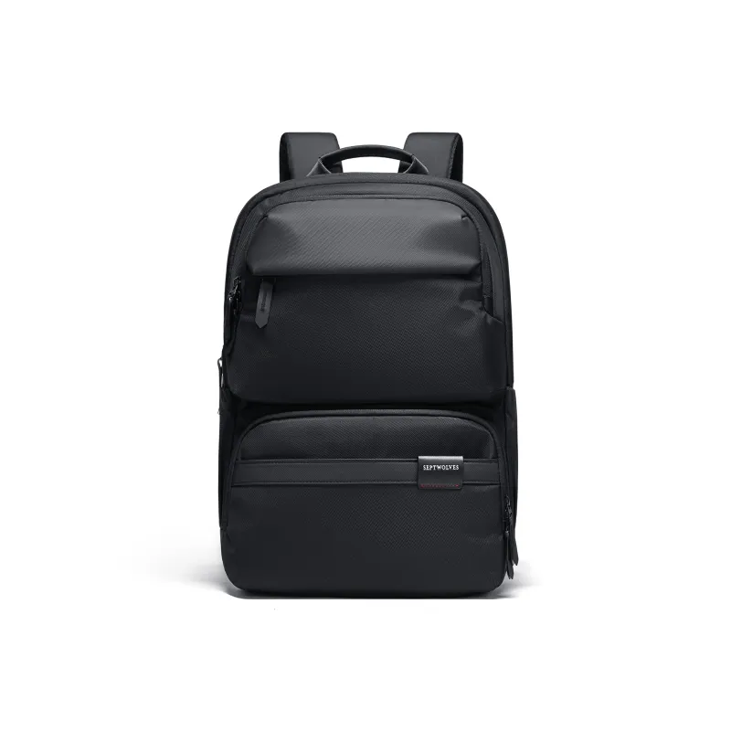 SEPTWOLVES Fabric Backpack Laptop Bag For Students, Abrasion Resistant And Water Repellent, QPL Regular Unisex Black-1