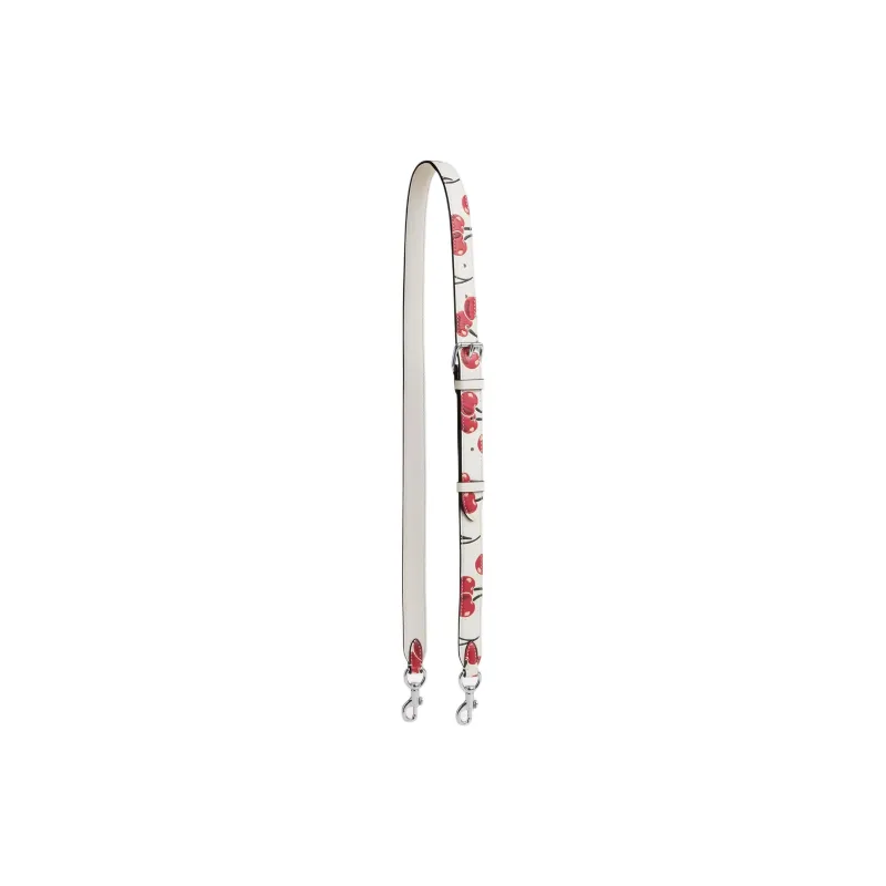 COACH Smooth Leather Bag Strap Women's Chalk & Red-0