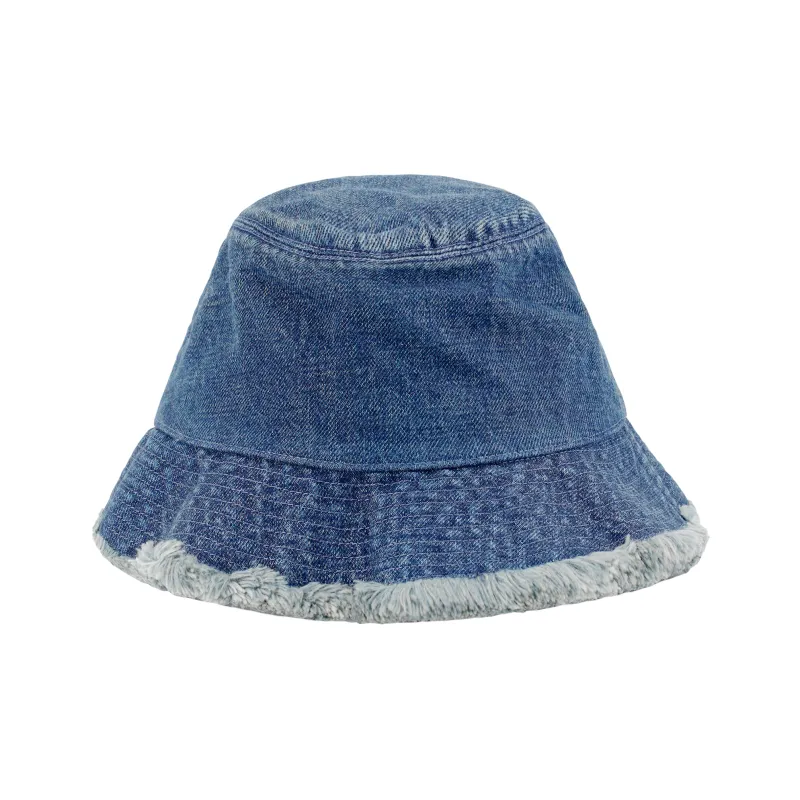 CELINE Triomphe Bucket Hat In Dark Union Wash Denim-1