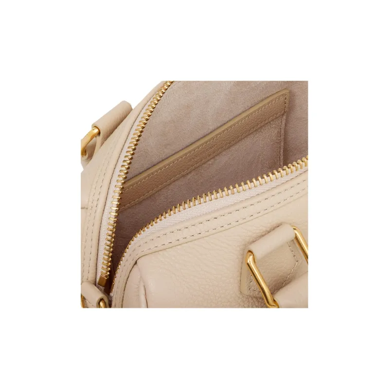 CELINE Calfskin Boston Bag Shoulder Bag Crossbody Bag Handbag Small Size Women's Natural-4