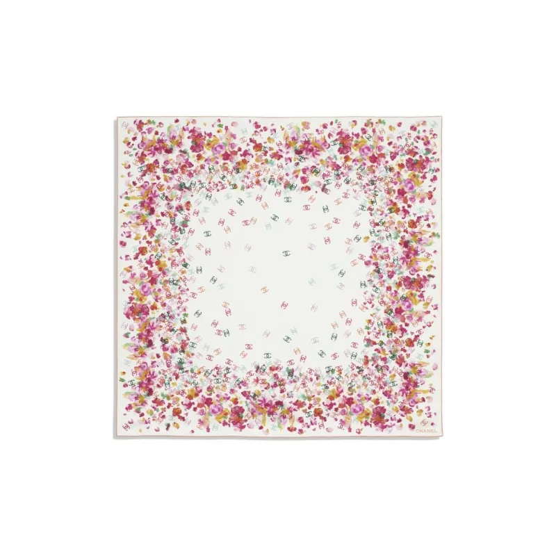CHANEL Silk Silk Scarves Women's Peach Pink-1