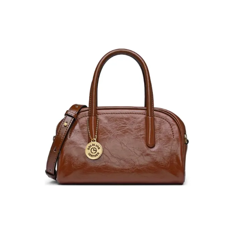 GOLDLION Cow Leather Shoulder Bag, Crossbody Bag, Handbag Trumpets Women's Ecru/Black/Brown/Gray-15
