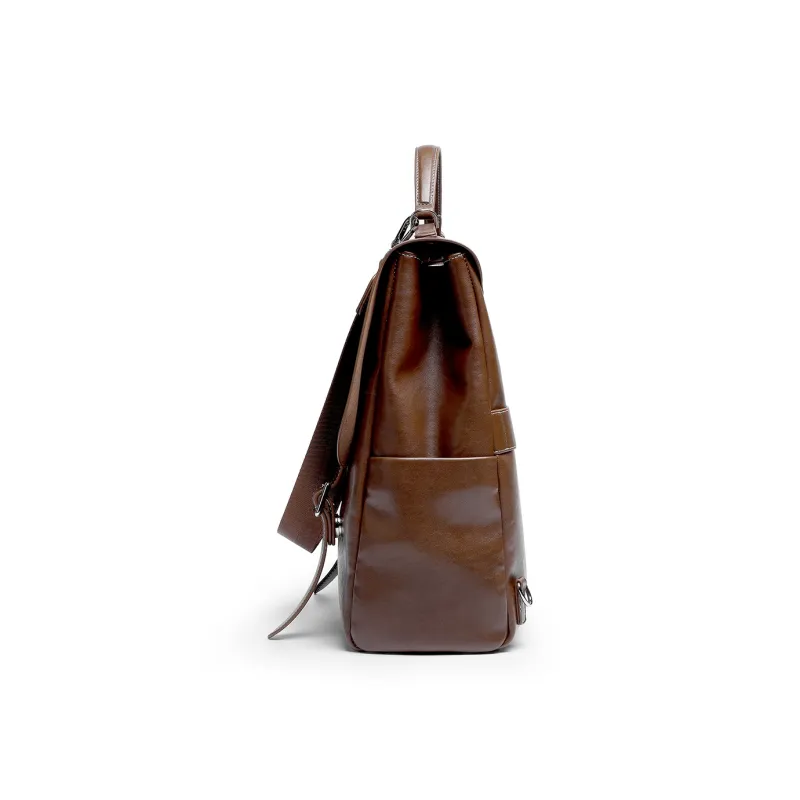 Mulinsen Synthetic Leather Backpack Unisex Black/Light Coffee-8